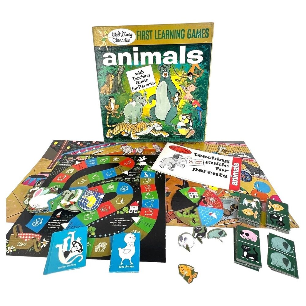 1969 Walt Disney Characters First Learning Games Animals 25 Game Teaching Guide